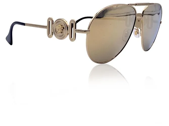 Gianni Versace Versace Gafas de sol Aviator Medusa de metal dorado Mod. 2249 65/14 