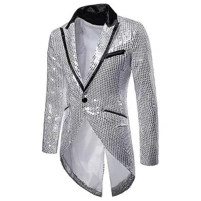 Hombre Lentejuelas Tailcoat Swallowtail Suit Jacket Party