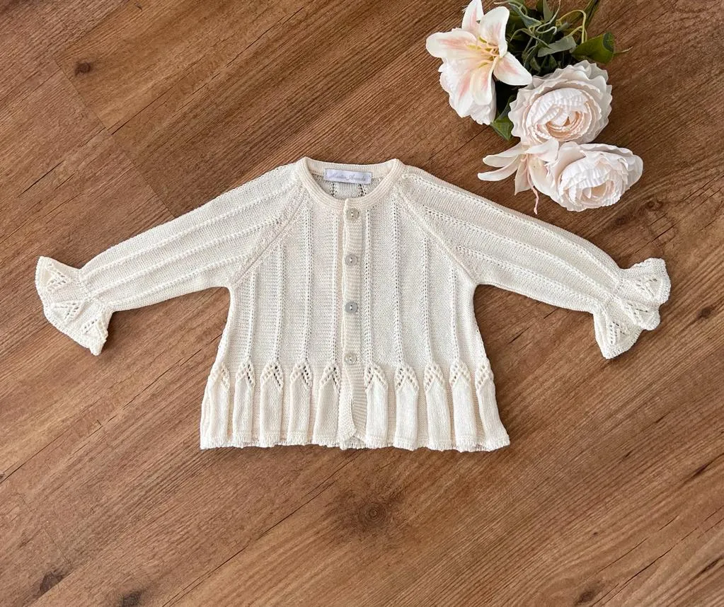 Jacket for girl special ceremony in ivory thread