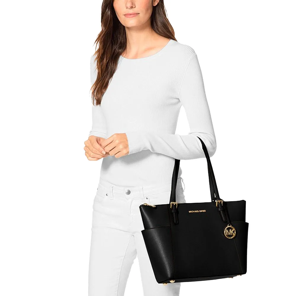 Jet Set Large Crossgrain Top-Zip Tote Bag