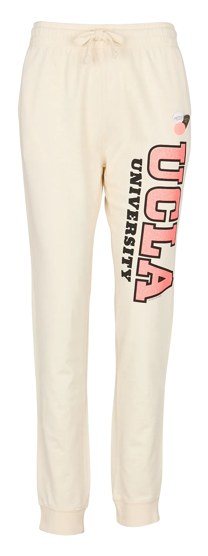 JOGGER UNIVERSITY - Pantalón recto estampado de algodón en beige