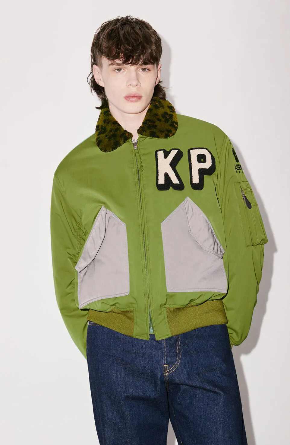 Kenzo Boxy Bomber Jacket Khaki