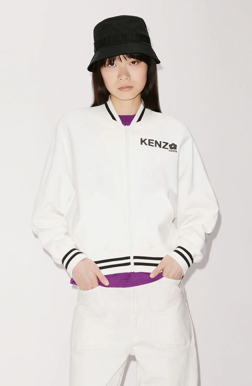 Kenzo Women Boke Flower 2.0' Zip-Up Sweatshirt Off White