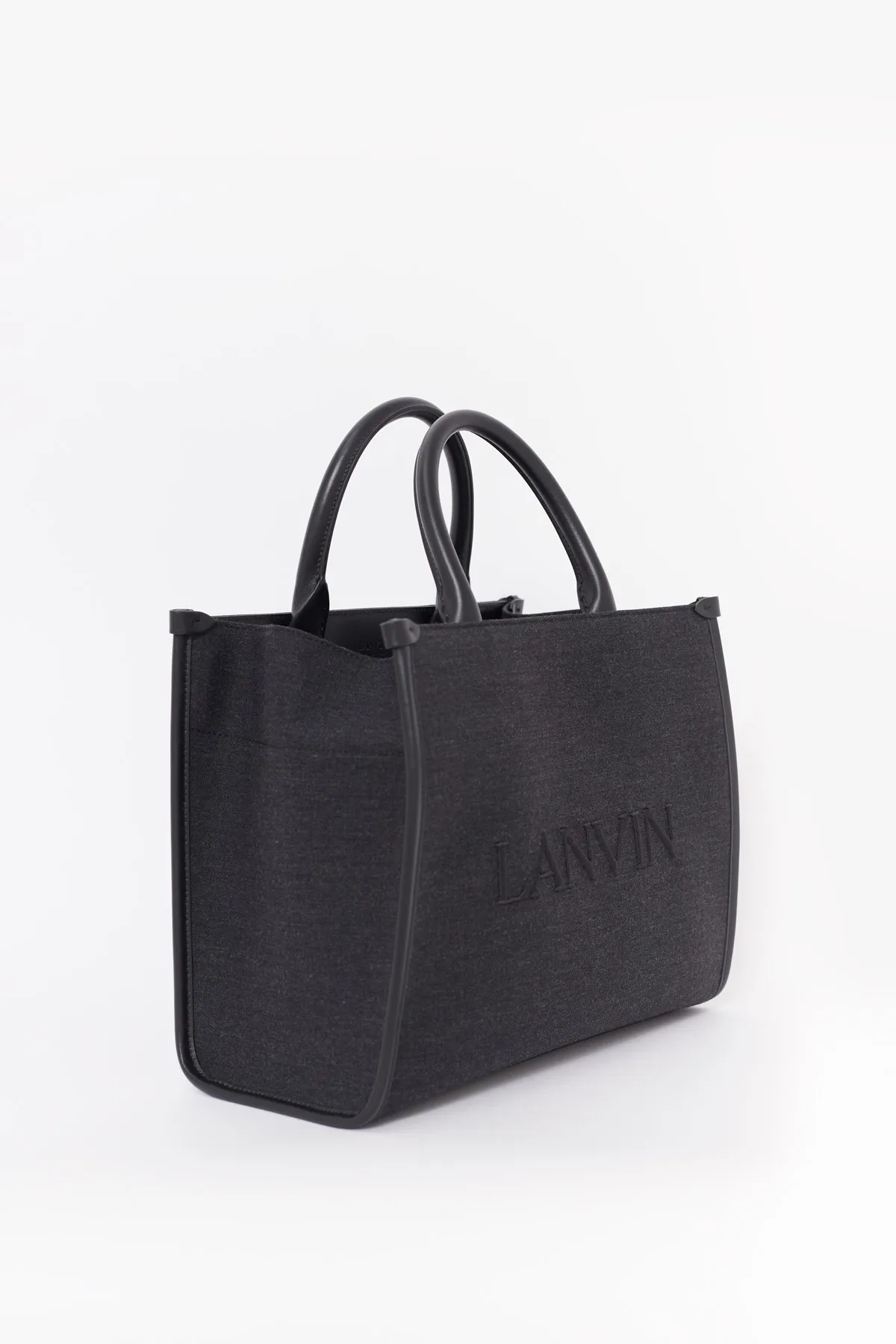 LANVIN DARK GREY TOTE BAG PM WITH STRAP