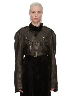 Leather Jacket Micro Biker Black