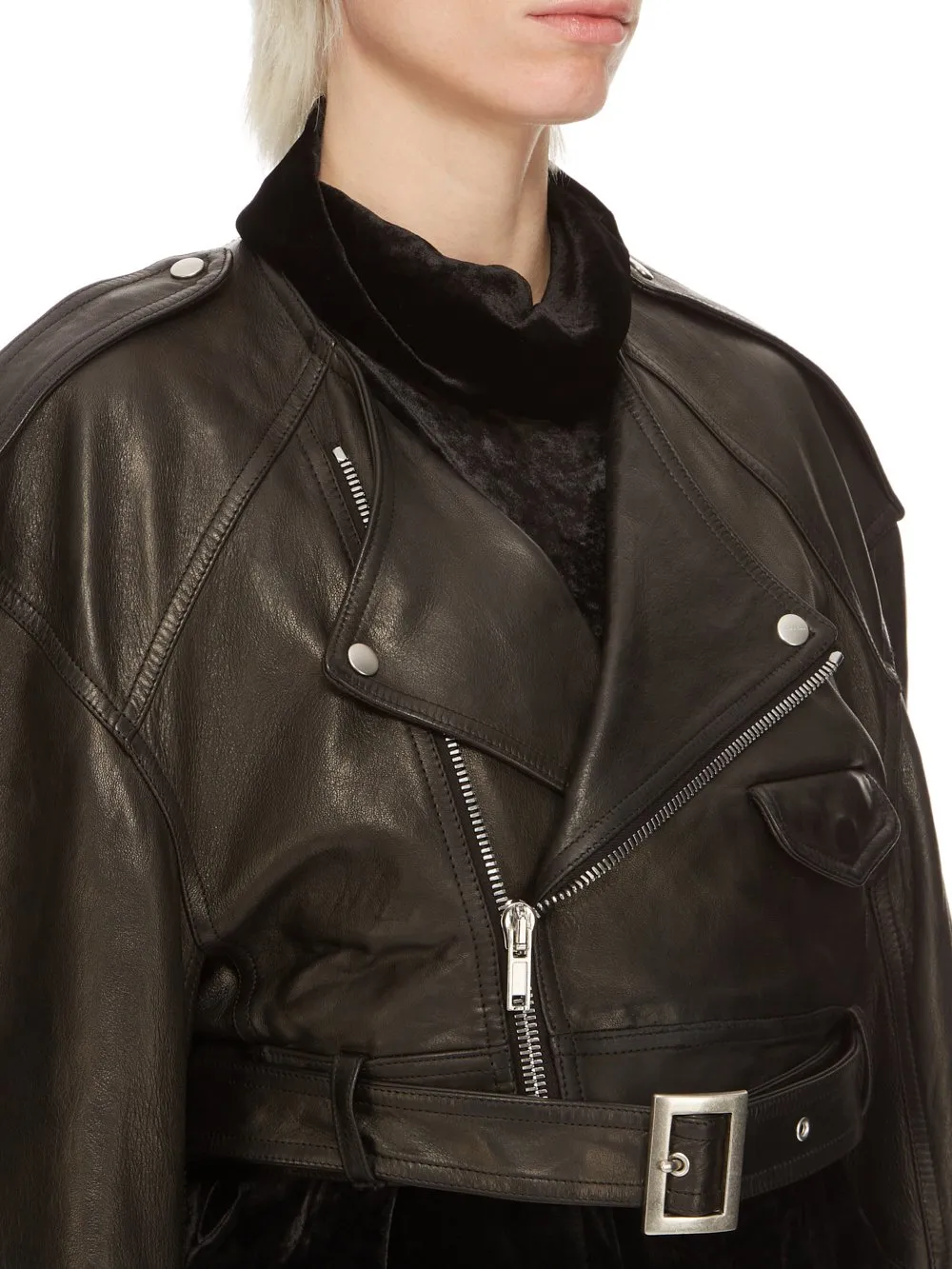 Leather Jacket Micro Biker Black