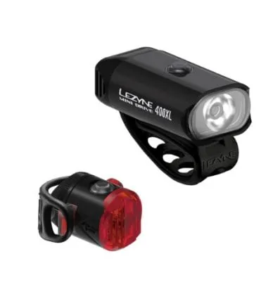 Luz para bicicleta Lezyne (delantera) MINI DRIVE 400 / (trasera) FEMTO USB DRIVE PAIR (BLACK / NEGRO)