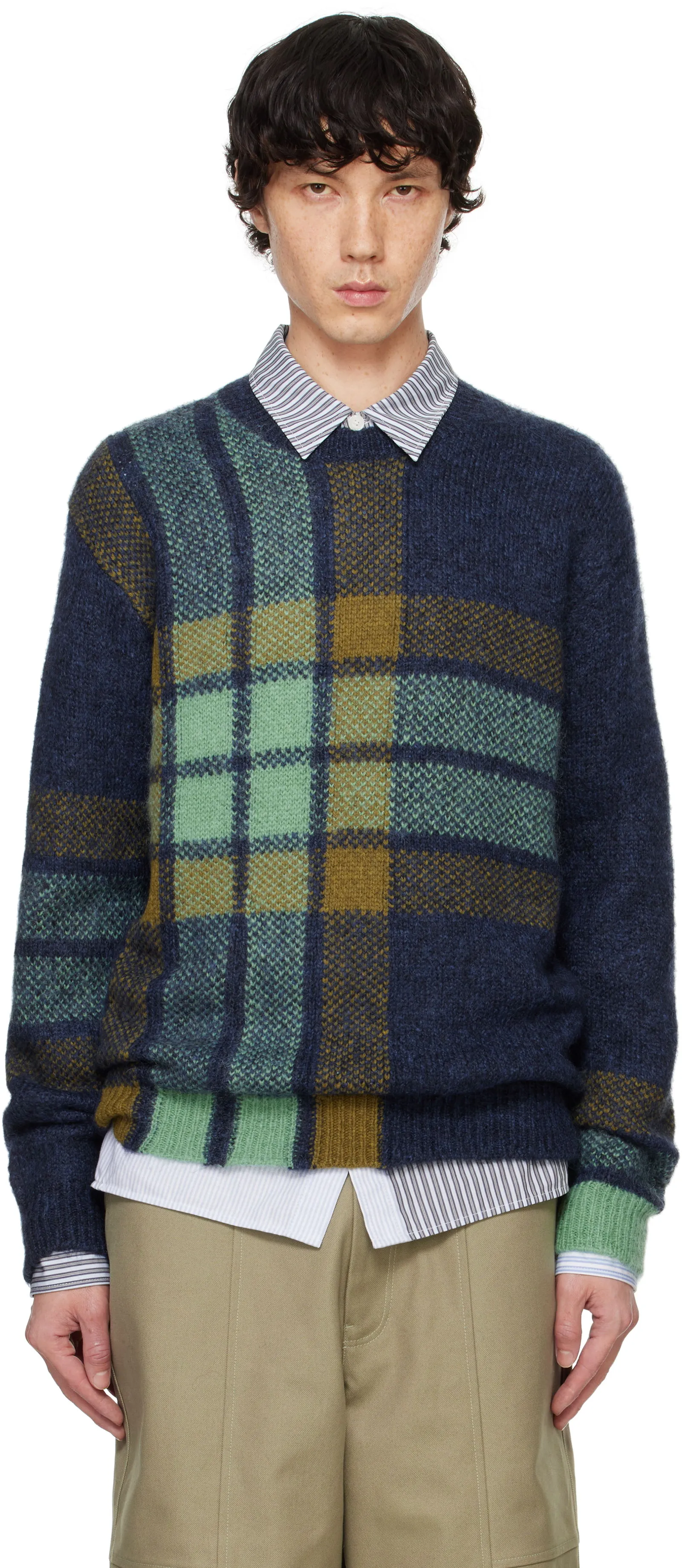 MAISON KITSUNÉ Graphic Check Intarsia Sweater