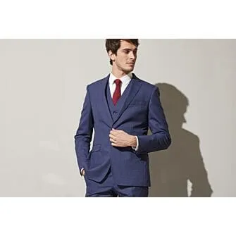 Men's Blue Melange Suit Jacket - LAZARE