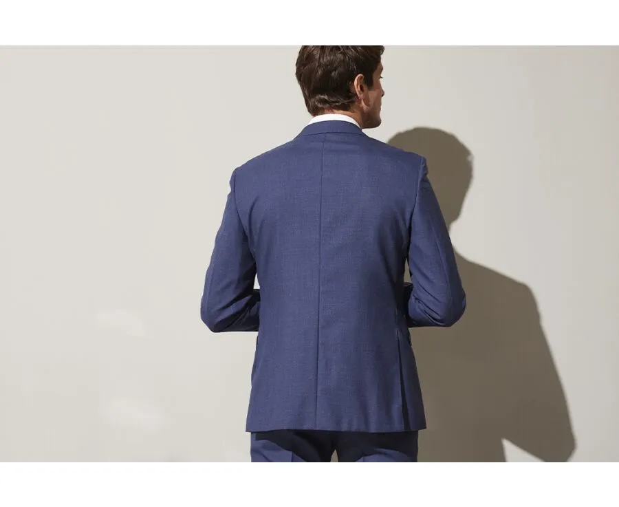 Men's Blue Melange Suit Jacket - LAZARE