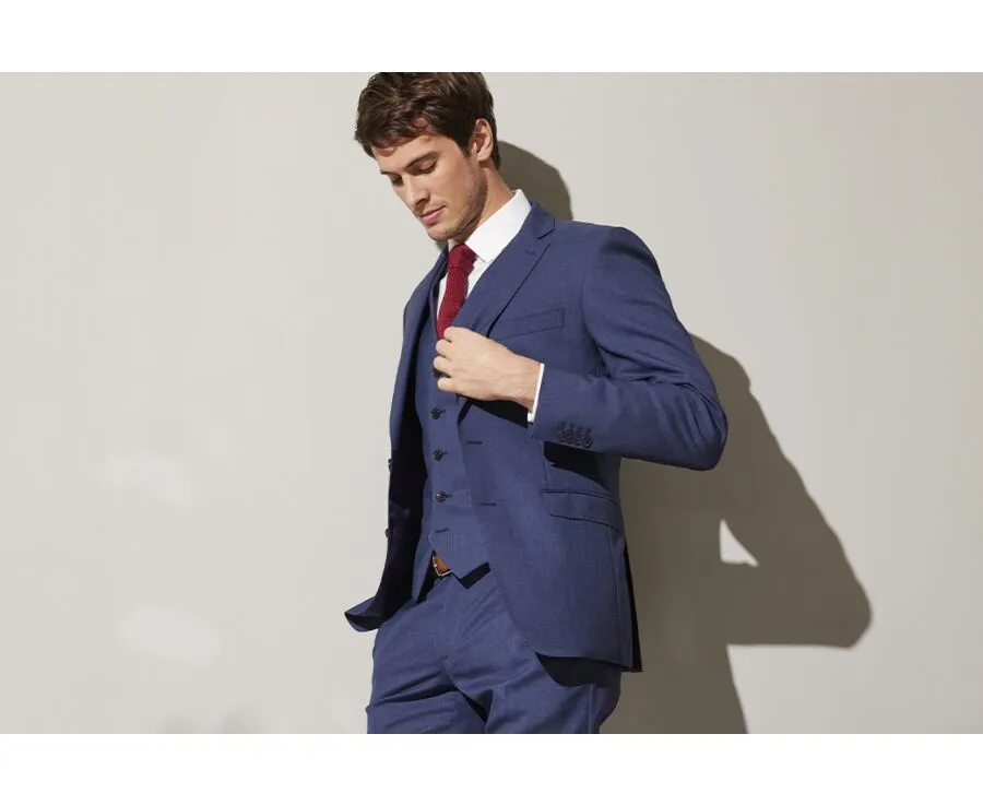 Men's Blue Melange Suit Jacket - LAZARE