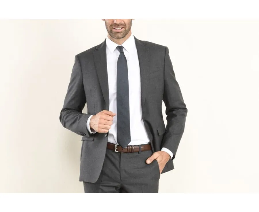 Men's Dark Grey Melange Suit Jacket - LAZARE