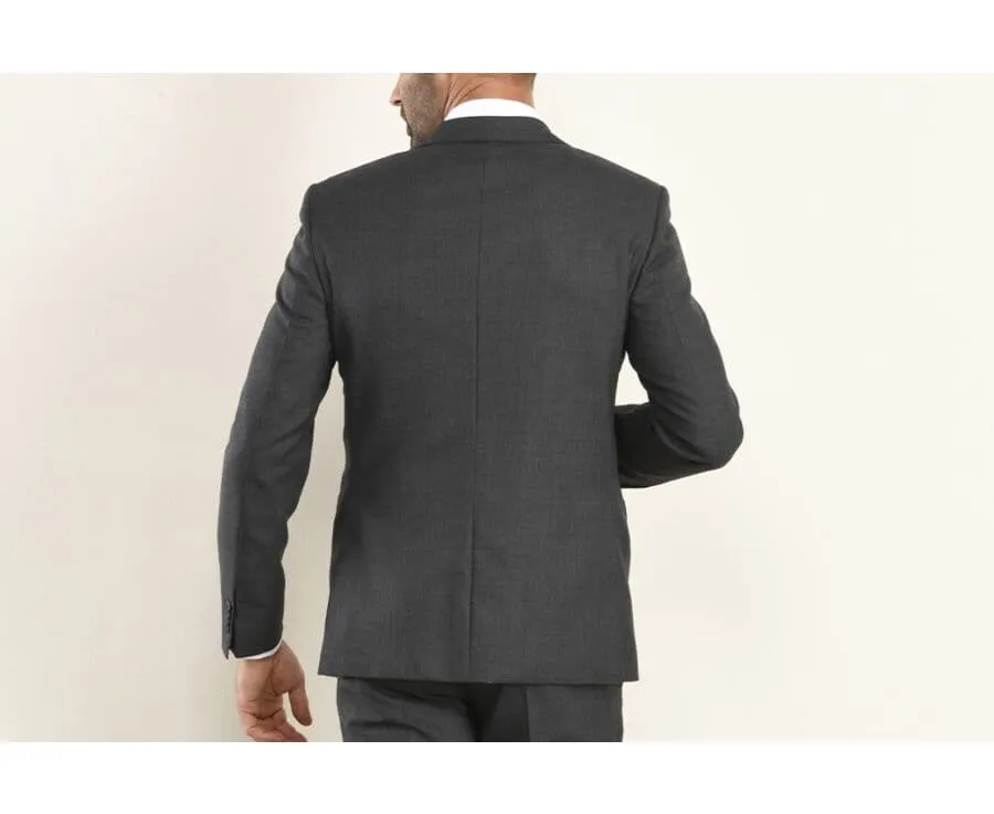 Men's Dark Grey Melange Suit Jacket - LAZARE