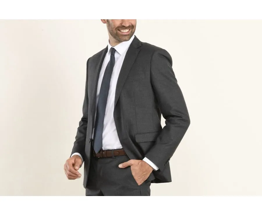 Men's Dark Grey Melange Suit Jacket - LAZARE