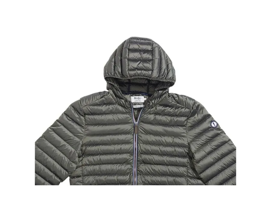 Men's Khaki Lightweight Hooded Down Jacket - SIVERT