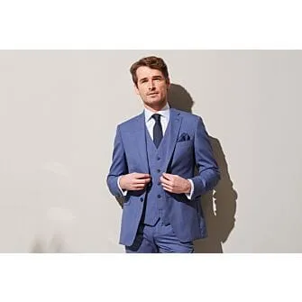 Men's Light Blue Melange Suit Jacket - LAZARE