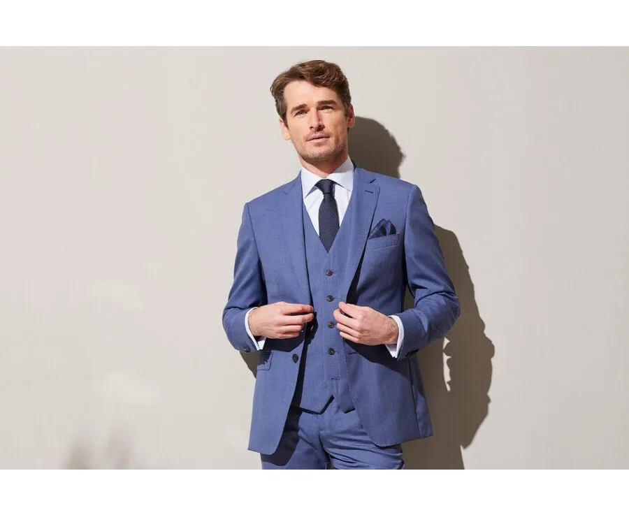 Men's Light Blue Melange Suit Jacket - LAZARE