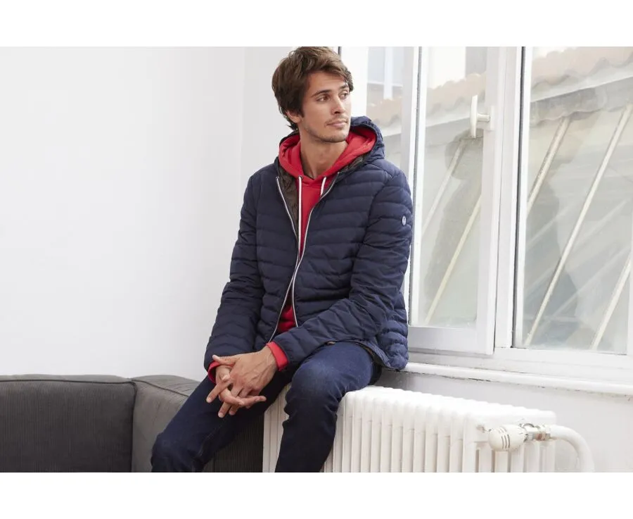 Men's Navy Lightweight Hooded Down Jacket - SIVERT II