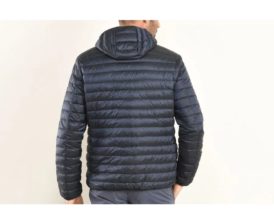 Men's Navy Lightweight Hooded Down Jacket - SIVERT