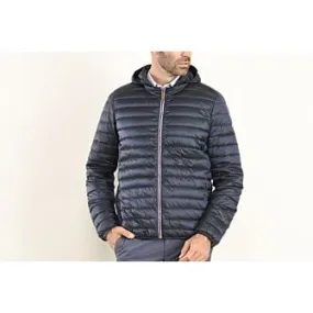 Men's Navy Lightweight Hooded Down Jacket - SIVERT