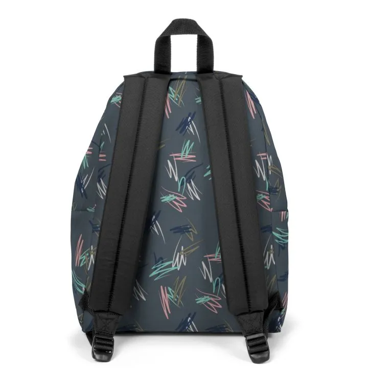 MOCHILA EASTPAK Padded Pak’r® 24 litros EK62094X Scribble Downtown Gris con escrituras colores pastel