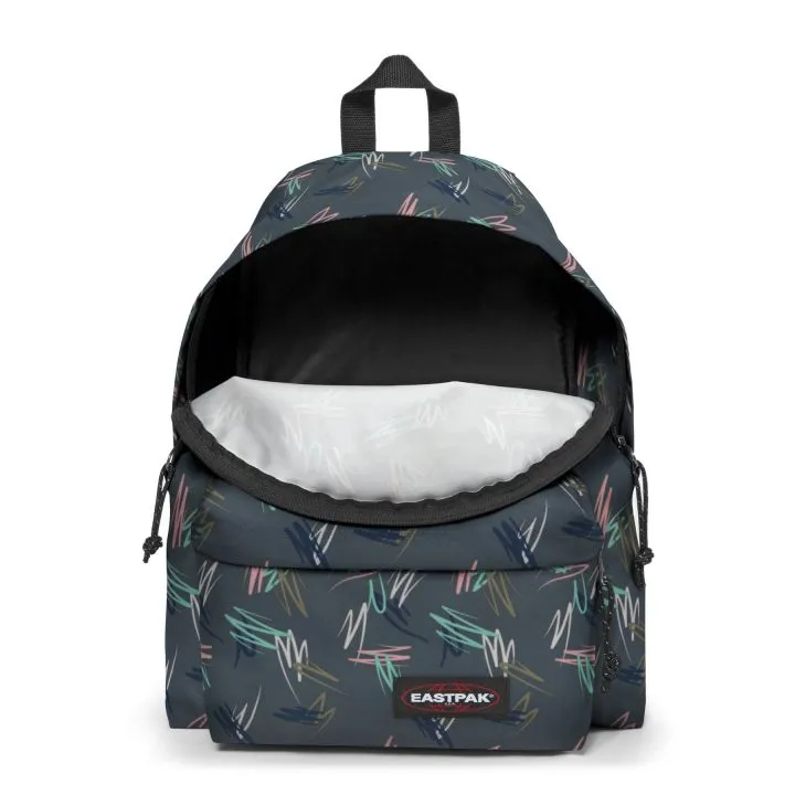 MOCHILA EASTPAK Padded Pak’r® 24 litros EK62094X Scribble Downtown Gris con escrituras colores pastel