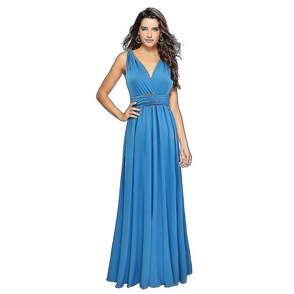 Mujer Multiway Wrap Vendaje Vestido Largo Convertible Boho Vestido de Noche Para Damas de Honor de Fiesta