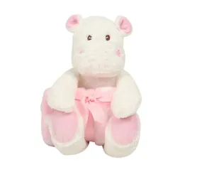 Mumbles MM606 - Peluche y manta Hipopótamo MM606 - Blanco / Rosa