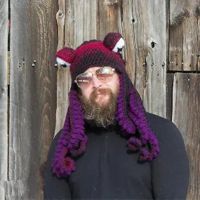 Octopus Hat Funny Octopus Headwear Warm Crochet Wool Hat