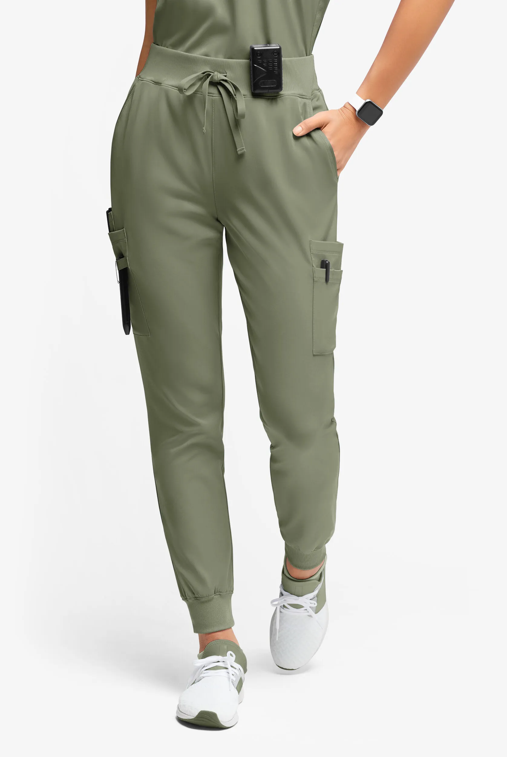 Pantalón médico WhisperLite YARA estilo jogger con múltiples bolsillos para mujer