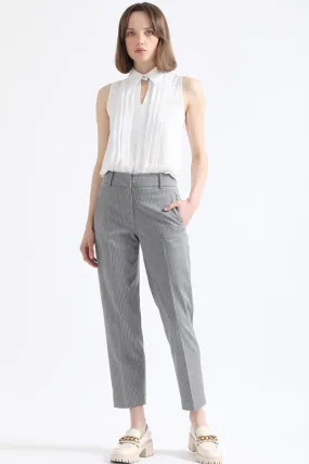 PANTALON SASTRE TIRO ALTO, LISTADO GRIS