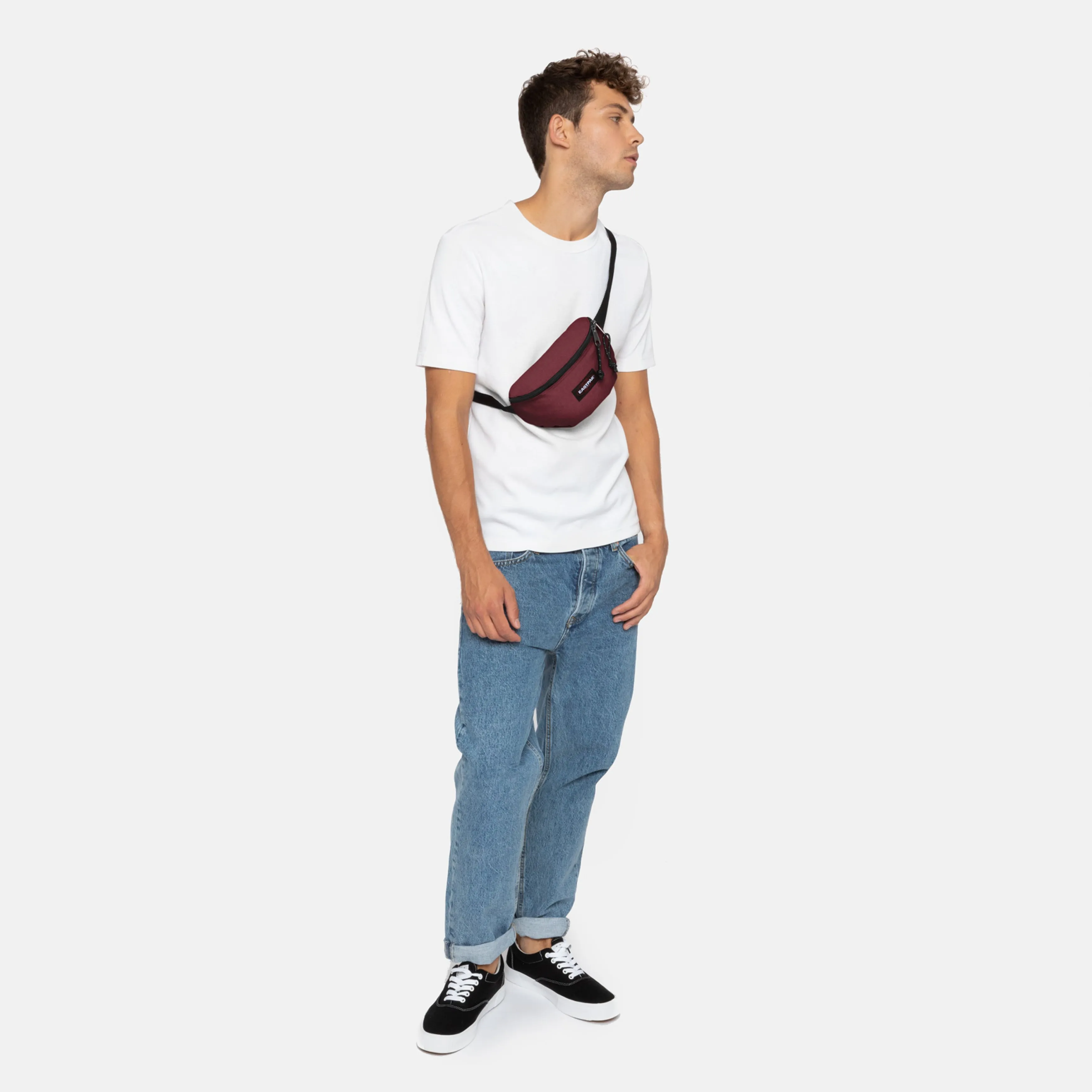 Riñonera Eastpak Springer EK07423S Crafty Wine granate efecto jeans