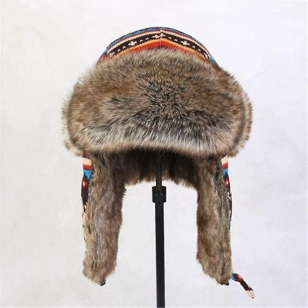 Russian Hat Men Women Men Winter Hat Snowflake Male Female Bomber Hats Russian Soviet Ushanka Hat Ear Flaps Windproof Cap