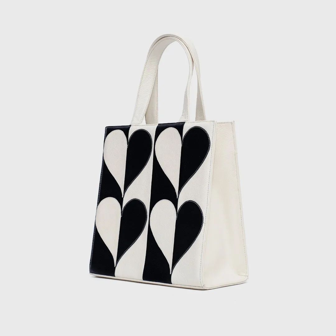 SQUARE TOTE BAG MANDY BLACK IVORY