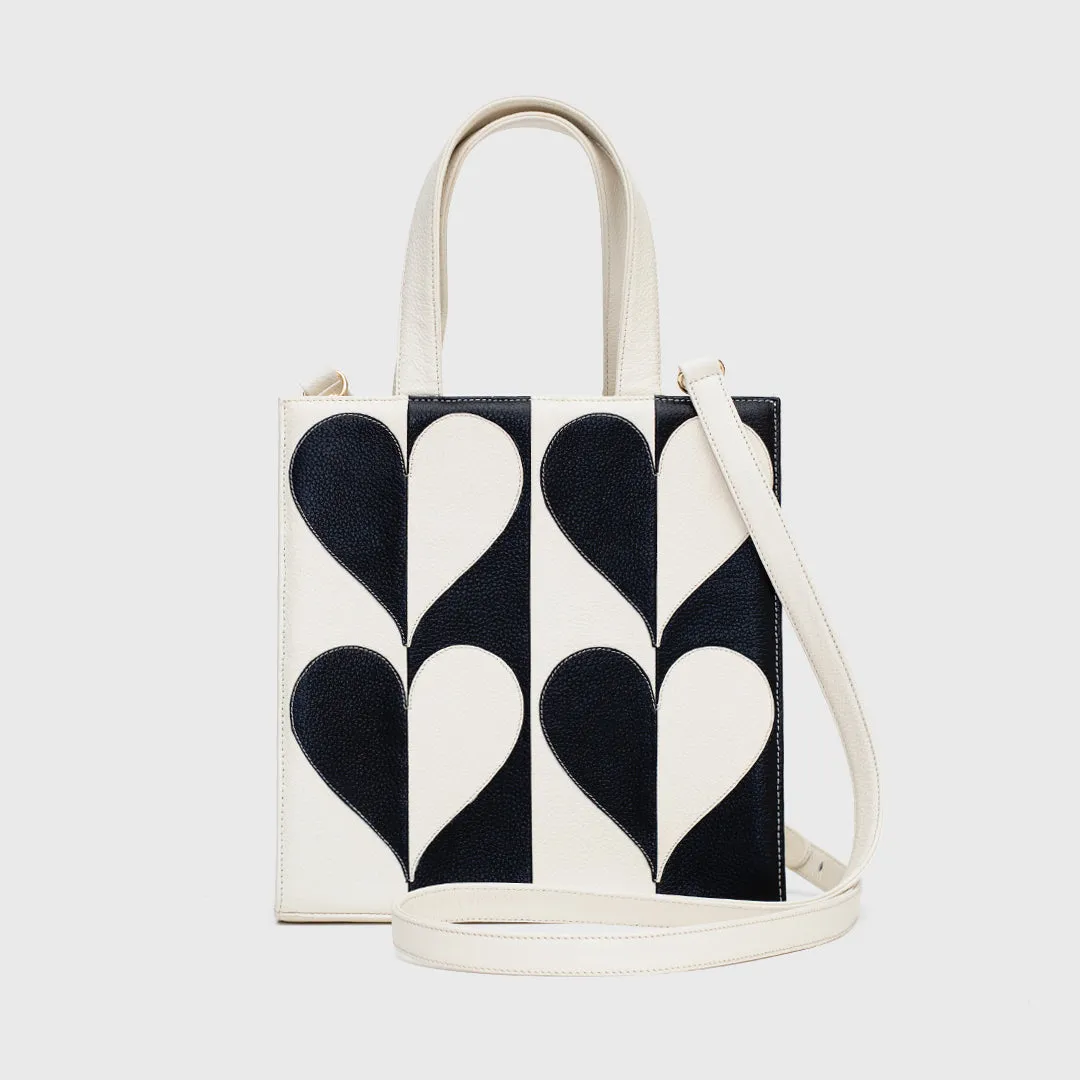 SQUARE TOTE BAG MANDY BLACK IVORY