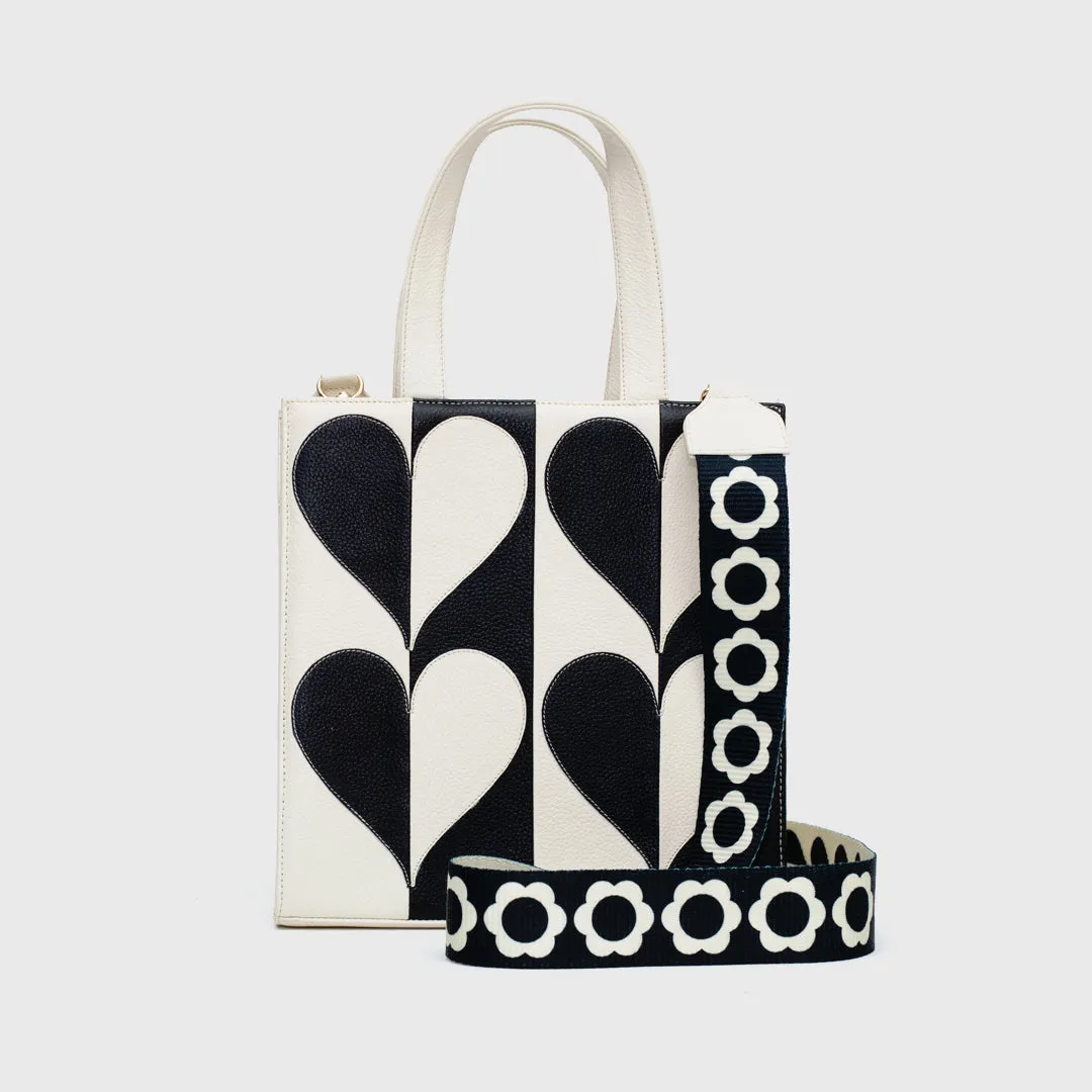 SQUARE TOTE BAG MANDY BLACK IVORY