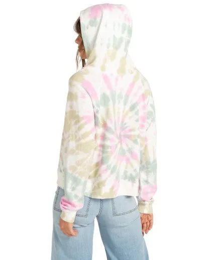 Sudadera BILLABONG con capucha para Mujer  Surfline Hoodie SALT CRYSTAL Ref. W3FL04 Blanca tie-dye