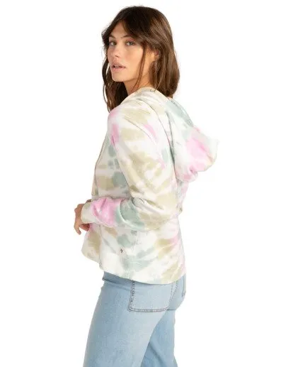 Sudadera BILLABONG con capucha para Mujer  Surfline Hoodie SALT CRYSTAL Ref. W3FL04 Blanca tie-dye