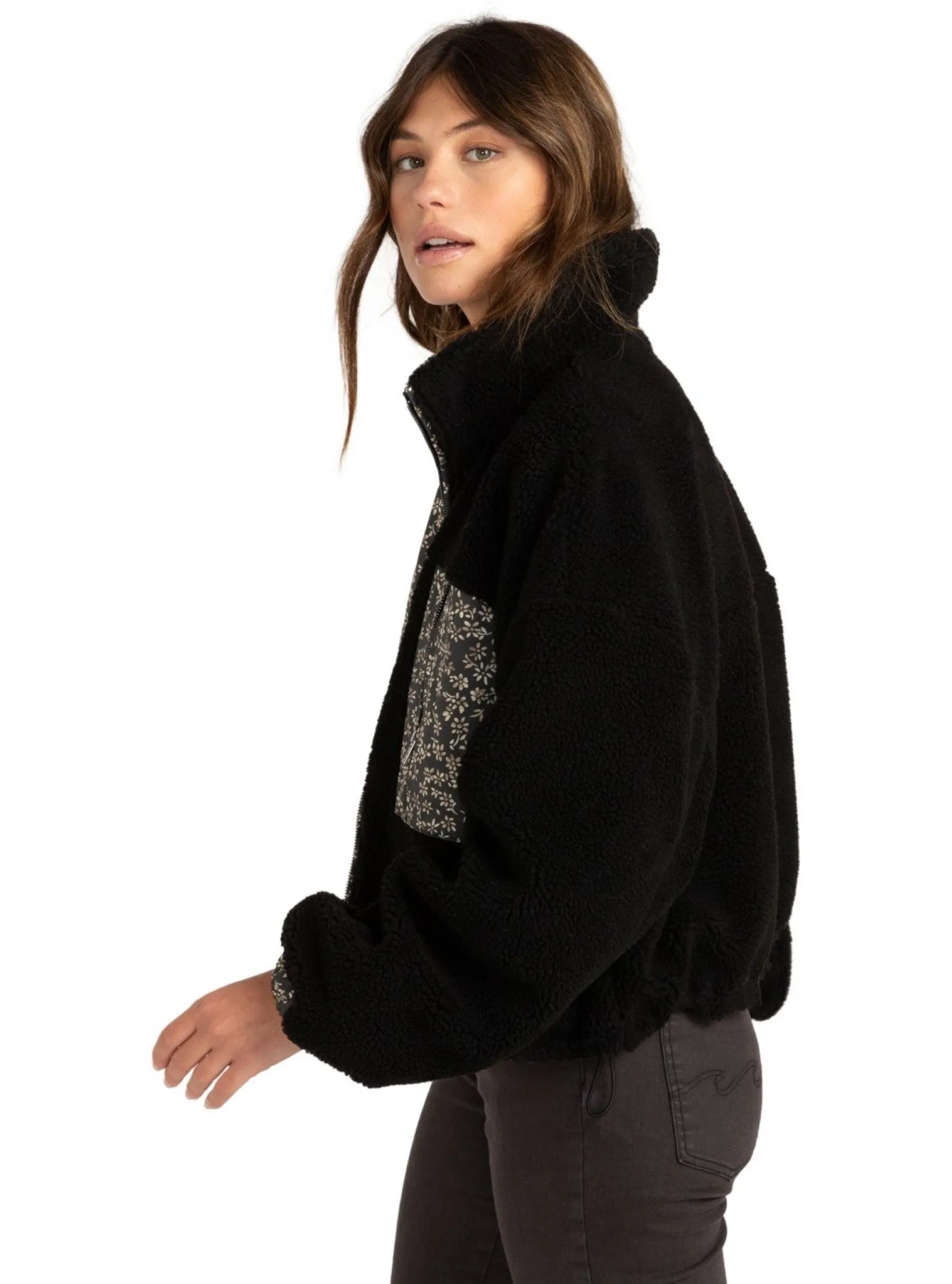 Sudadera BILLABONG Reversible con cremallera para Mujer Crossed Roads Black Ref. Z3WA09BIF1 negra/flores