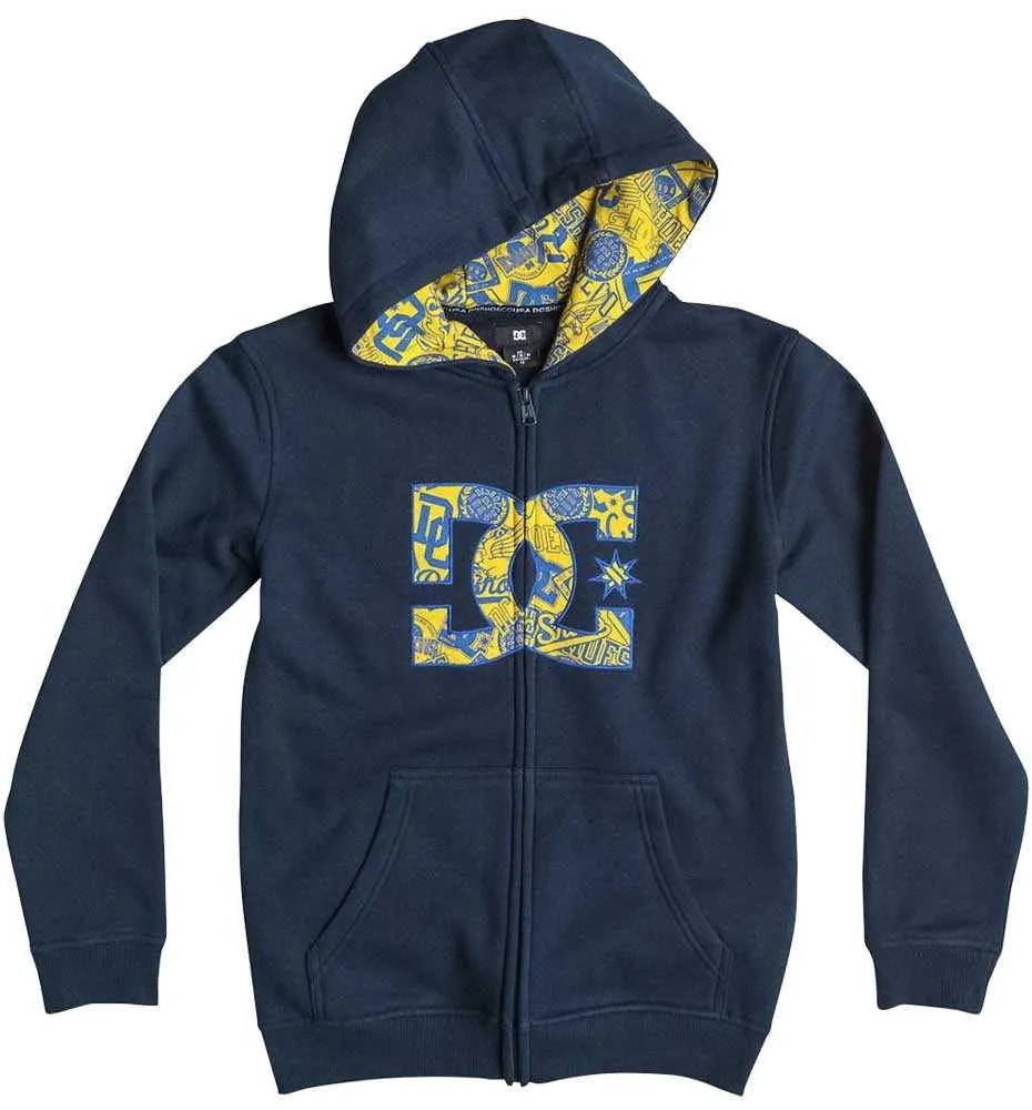 Sudadera DC SHOES con capucha y cremallera para Chicos Ref. EDBFT03004 Clothing Hook gris logo azul marino y turquesa