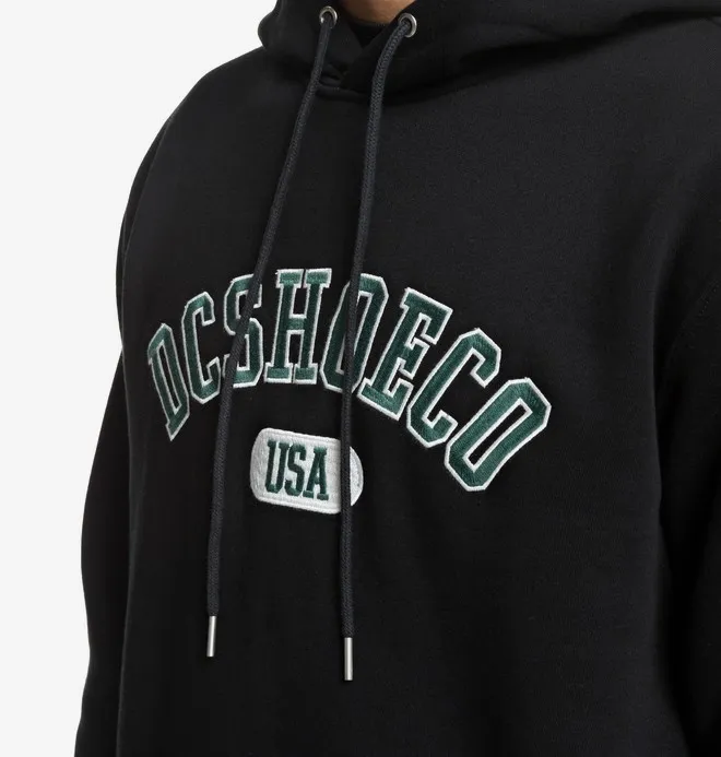 Sudadera DC SHOES Hombre con capucha GLENRIDGE  BLACK (kvj0) Ref. EDYFT03385 negra logo verde pecho