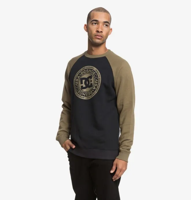 Sudadera DC SHOES Hombre Cuello redondo CIRCLE STAR BURNT OLIVE/BLACK (xggk) Ref. EDYSF03177 negra/verde