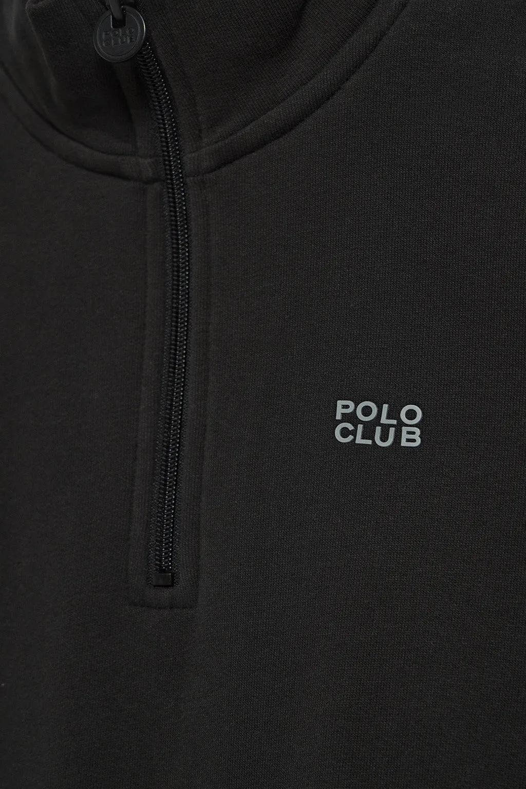 Sudadera de media cremallera negra con logo engomado Polo Club