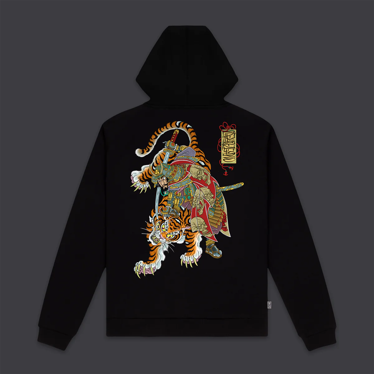 Sudadera DOLLY NOIRE Hombre con capucha Tiger and soldier Hoodie BLACK REF SW180-GQ-01 negra tigre asiático