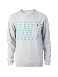 Sudadera Hombre RIP CURL Cuello redondo cement marle 4880 ref.CFEQB4  gris claro olas azules