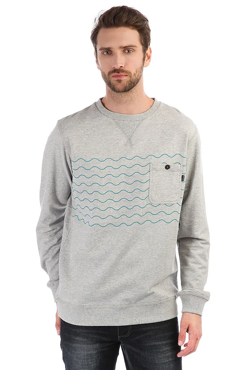 Sudadera Hombre RIP CURL Cuello redondo cement marle 4880 ref.CFEQB4  gris claro olas azules