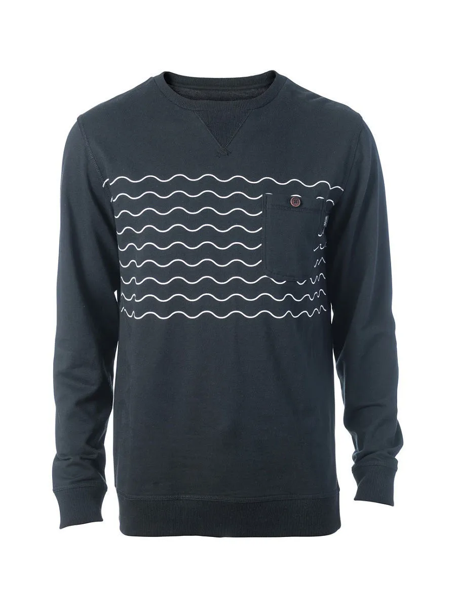 Sudadera Hombre RIP CURL Cuello redondo wavy party crew ref.CFEQB4 black negro olas blancas