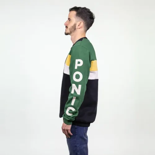 Sudadera Hydroponic hombre cuello redondo CREWNECK FORMULA Black dark green Ref. 20541 Negra y verde