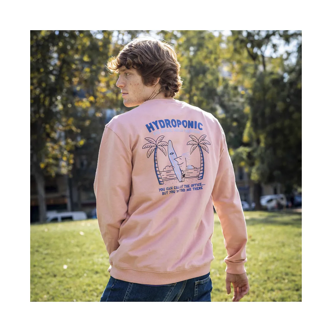 Sudadera Hydroponic hombre cuello redondo divertida surf REF-22542 02 FREEDOM CW rosa salmon