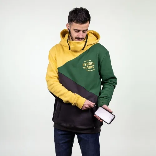 Sudadera Hydroponic Niño con capucha y cascos música DH VORTEX HIFI Ref. 20554Y Verde y mostaza